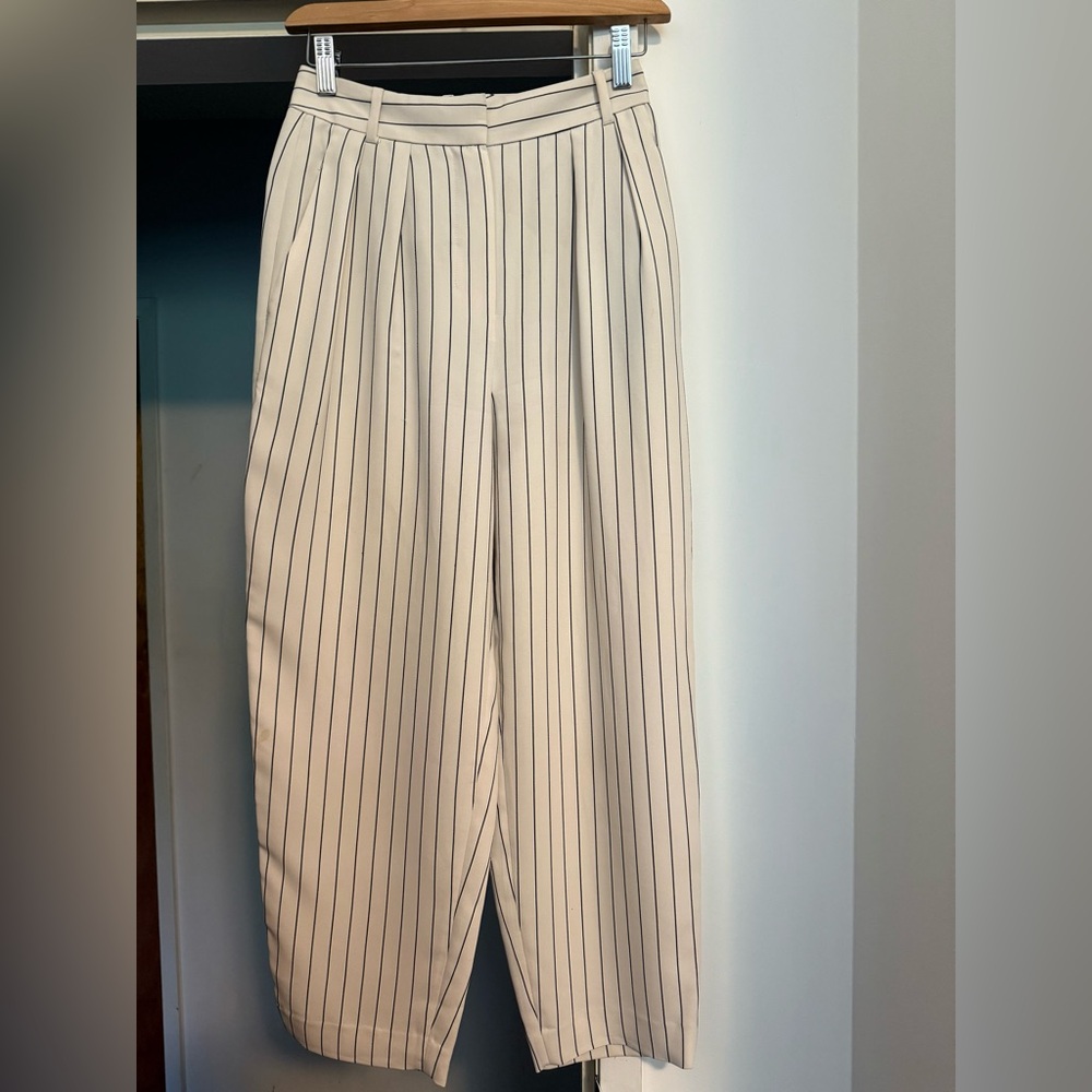 Aritzia Babaton Cream and Black Striped Trousers